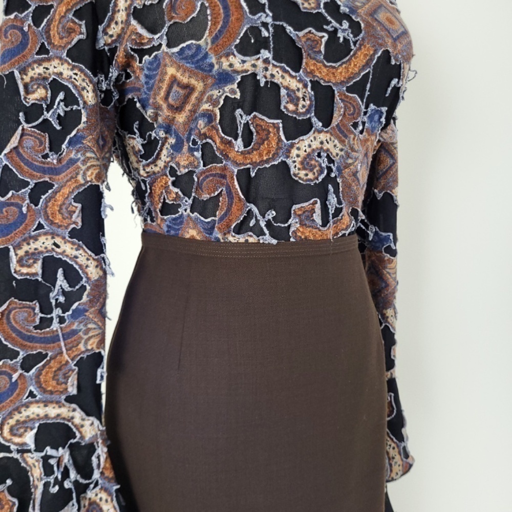 (Free with Purchase) Vintage Wool Pencil Skirt Lined Short Thigh Length - Picture 6 of 12